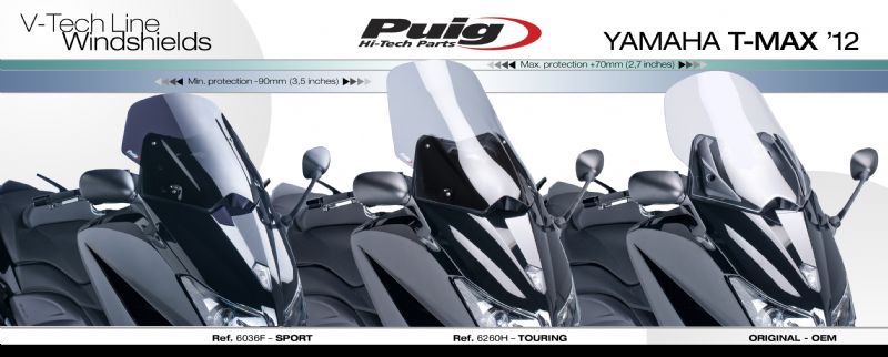 Parabrisas touring v-tech line sobreelevado yamaha t-max 530