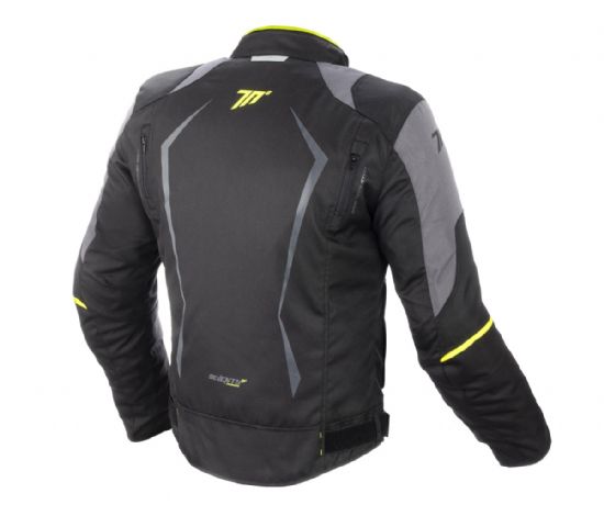 CHAQUETA SEVENTY DEGREES SD-JR47 RACING CORTA, DEPORTIVA. NEGRA/FLUOR 100% IMPERMEABLE, VENTILADA TRASERA