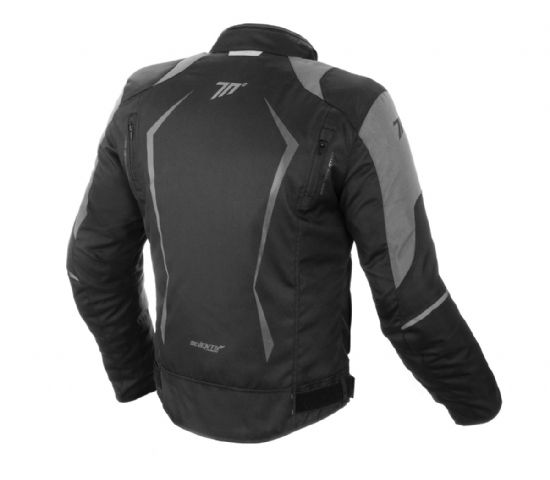 CHAQUETA SEVENTY DEGREES SD-JR47 RACING CORTA, NEGRA/GRIS 100% IMPERMEABLE, VENTILADA. APTA PARA BAJAS TEMPERATURAS TRASERA