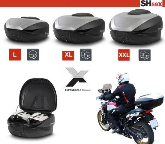 Expandable de SHAD con volumen regulable en 3 posiciones (L-XL y XXL) y capacidad para 2 cascos Trail.